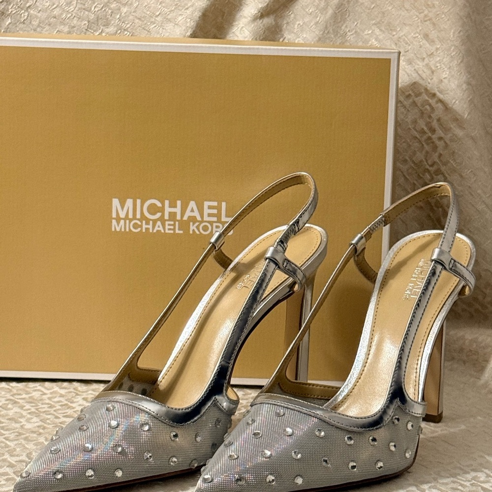 MICHAEL Michael Kors Metallic Studded Slingback Heels